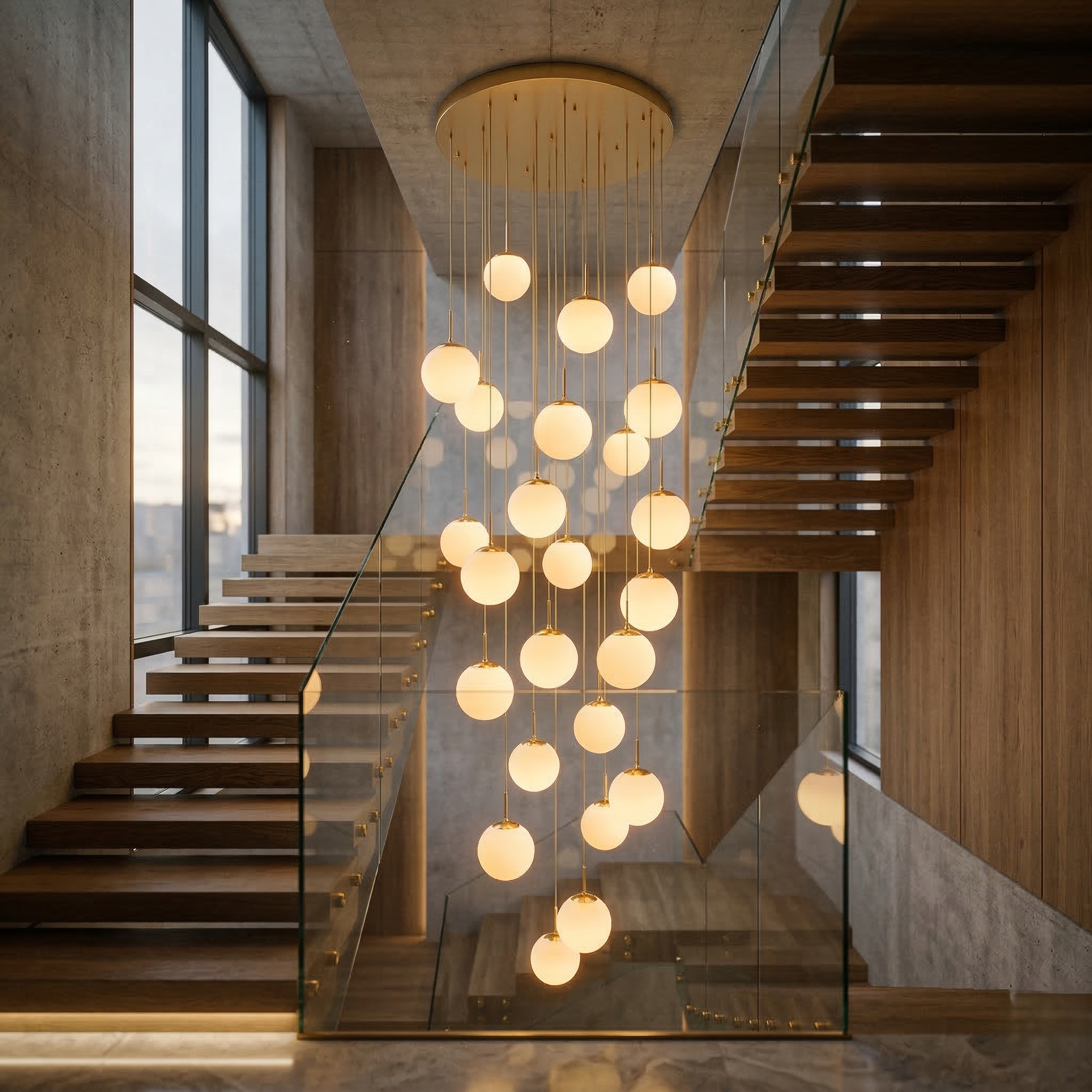 Lustra Abajur Mat GOLD Luxury STAIRCASE Gigant 25xE27