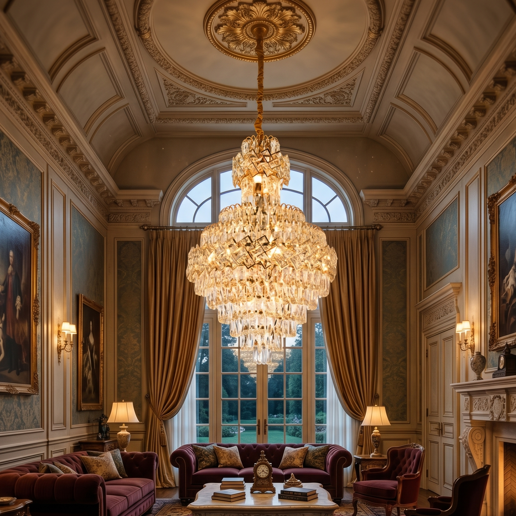 Candelabru Cristal Malli Gold Luxury Double Level 90x60CM