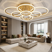 Lustra LED Brevia Circle Gold Gigant 4+4 Echivalent 1000W Telecomanda