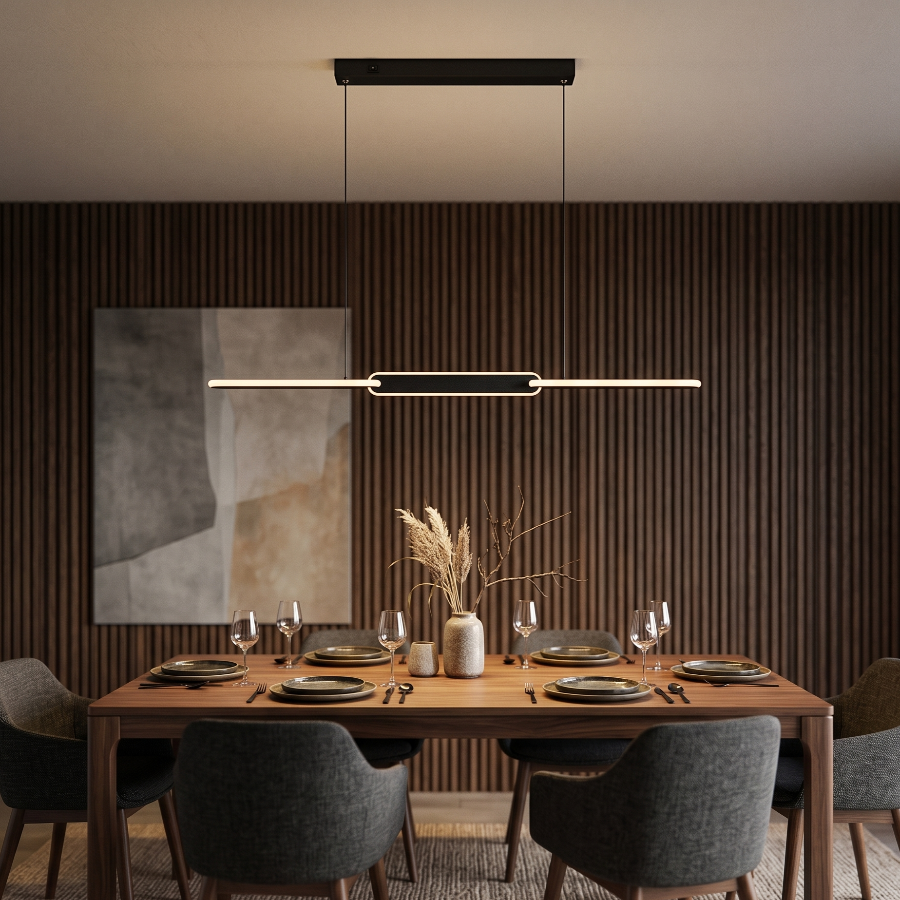 Lustra LED Suspendata Liniara Premium Black OMIRA Echivalent 200W