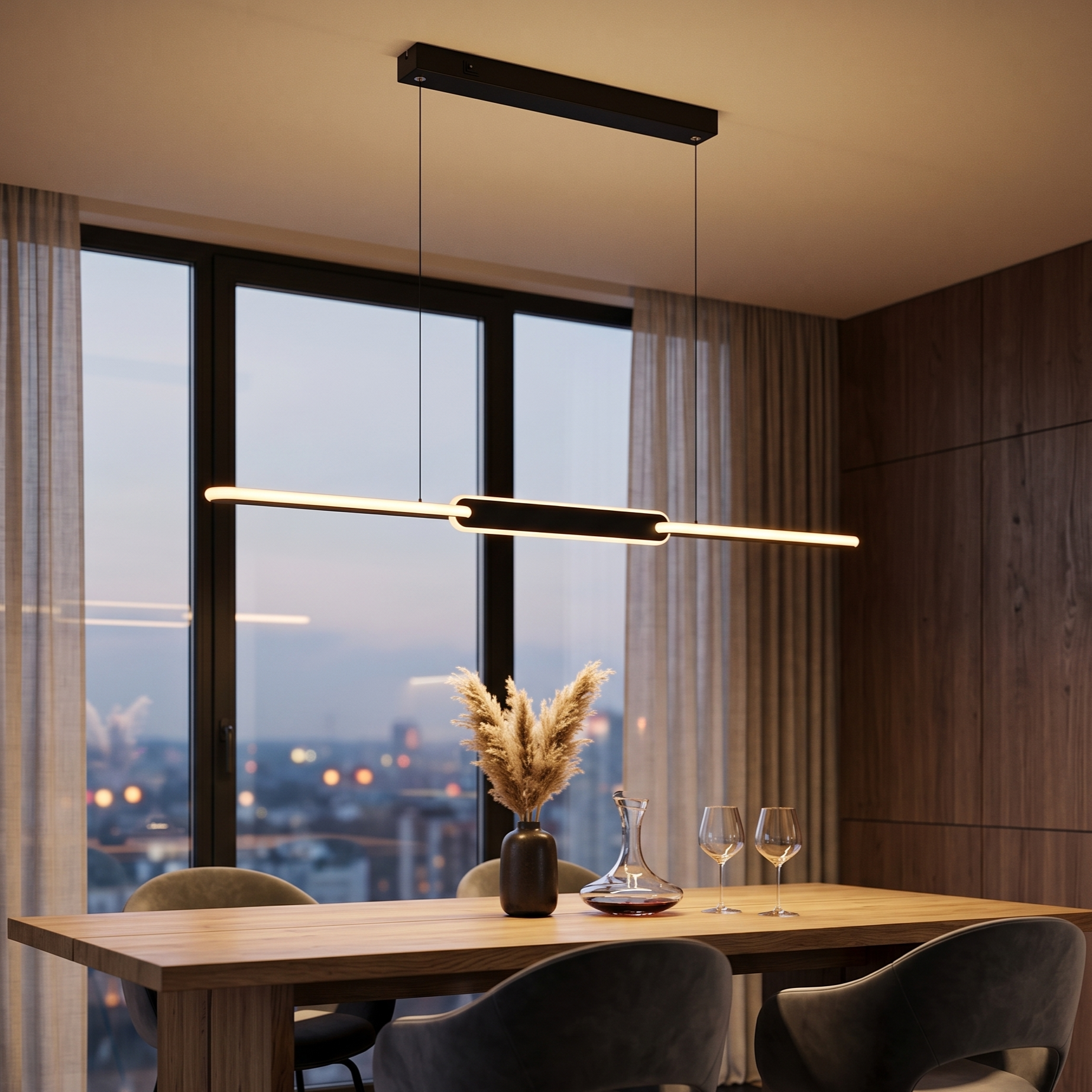 Lustra LED Suspendata Liniara Premium Black OMIRA Echivalent 200W