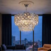 Candelabru Cristal Yanni Silver Deluxe Double Level