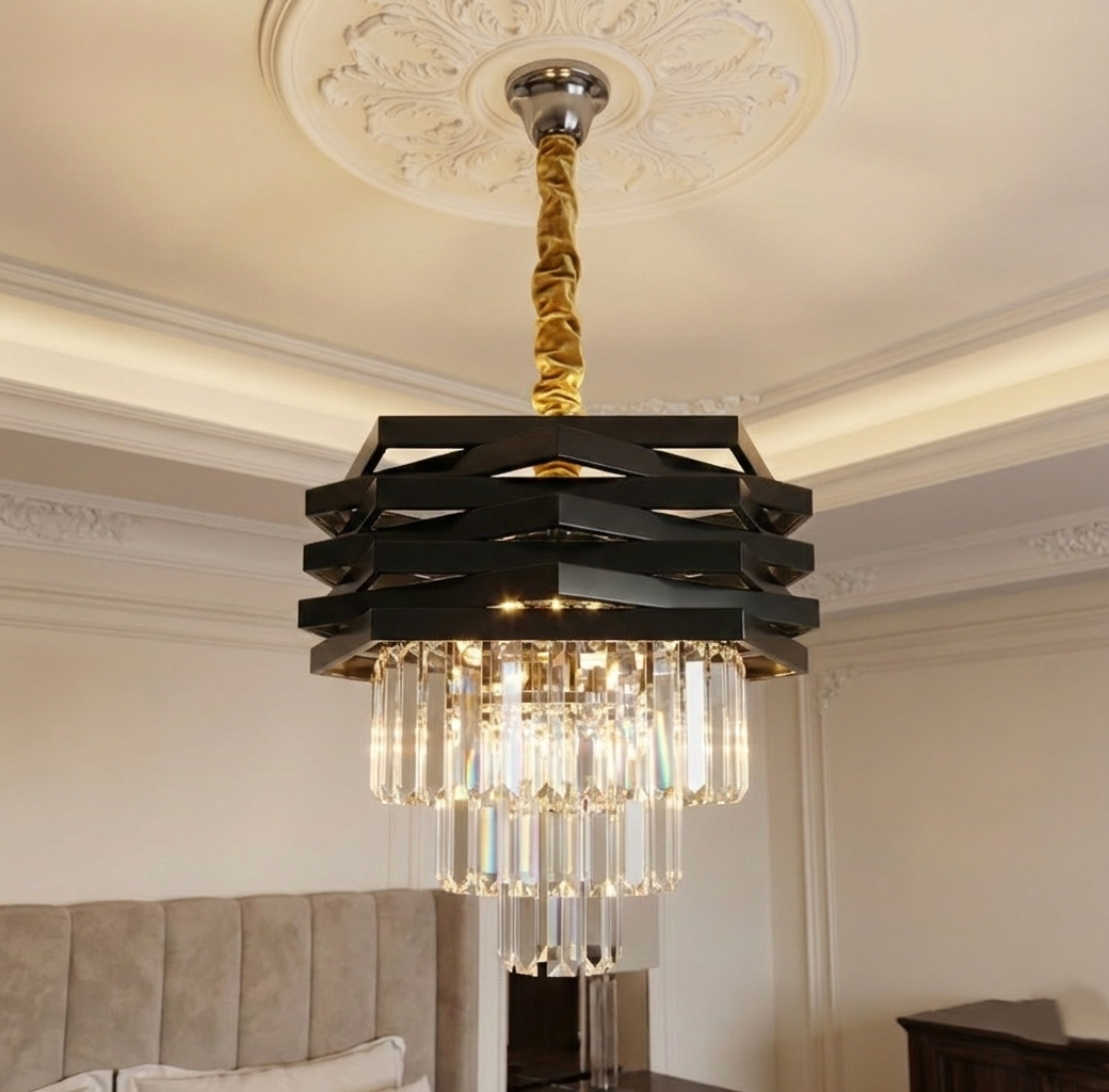 Candelabru Cristal Black MALVINA ⌀40CM