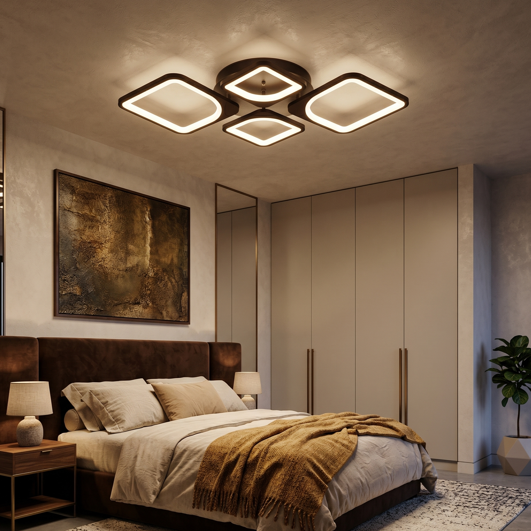 Lustra LED 2+2 DIAMOND Brown Echivalent 500W Telecomanda
