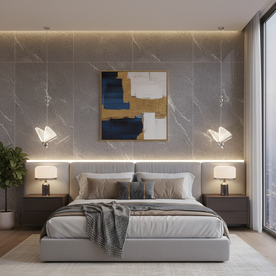 Pendul LED Modern Nordic Butterfly Silver