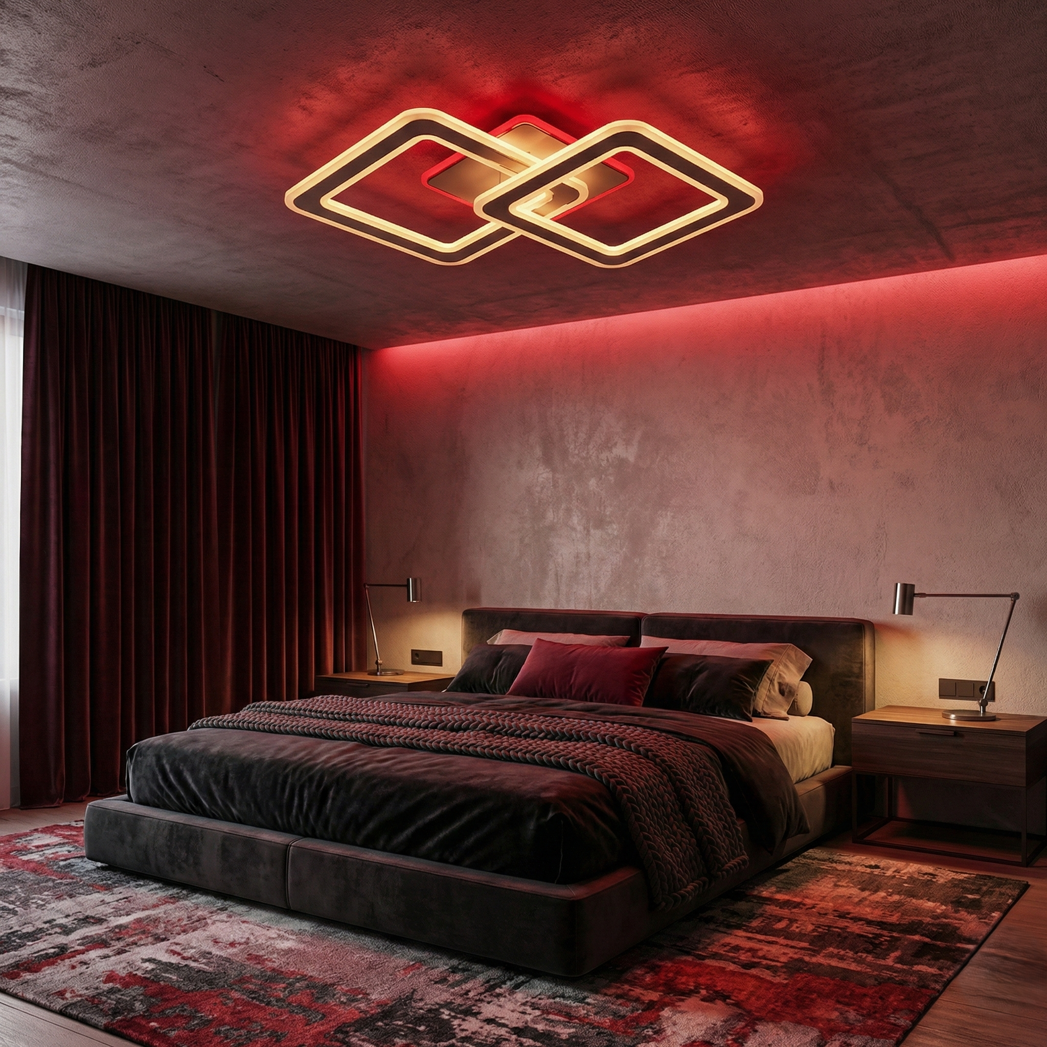 Lustra LED Two Square GRIDLINE Alba RGB Echivalent 500W Telecomanda