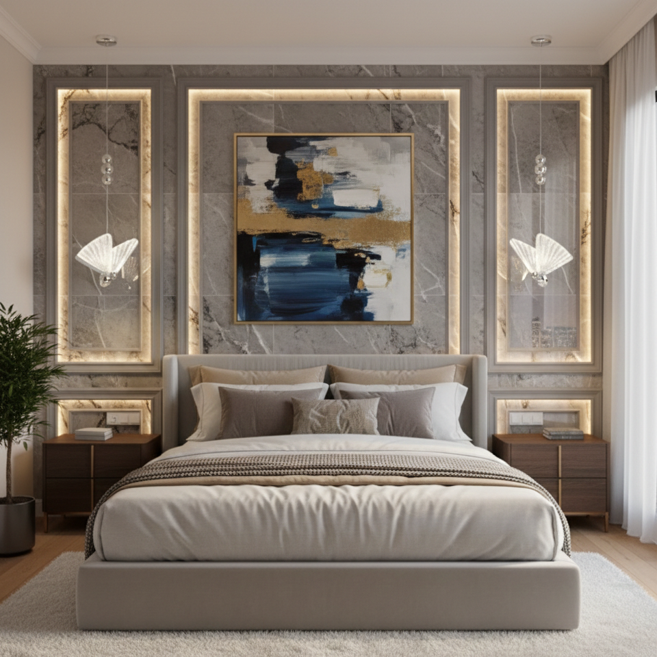 Pendul LED Modern Nordic Butterfly Silver