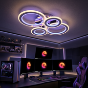 Lustra LED 2+2 CIRCLE CHROME RGB-MIX Echivalent 800W Telecomanda