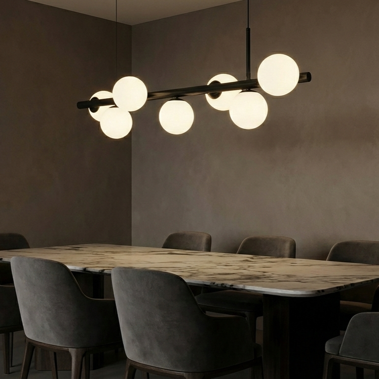 Lustra Abajur MAT Black Liniara 7xG9 65cm SKYLINE