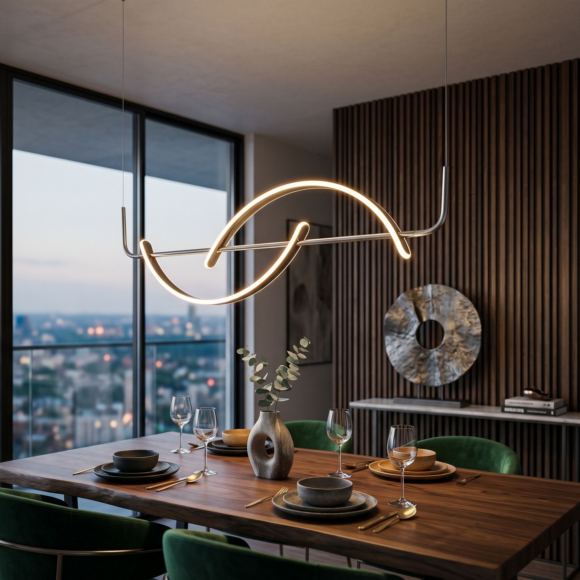 Lustra LED Suspendata Liniara Premium Silver ORIVA Echivalent 200W