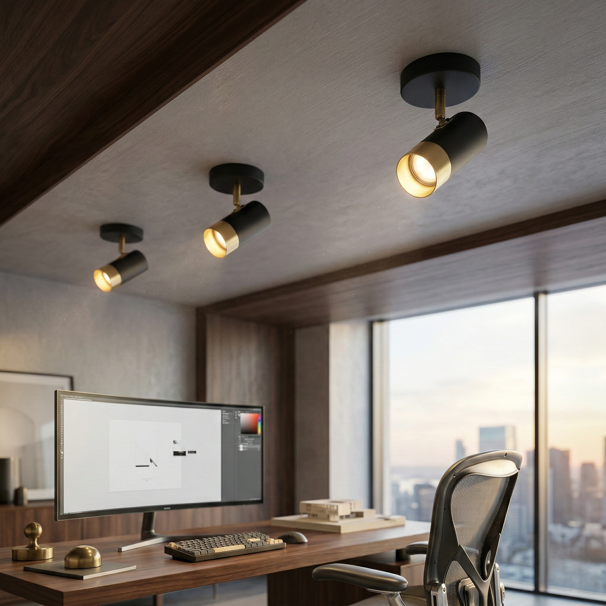 Spot Reglabil Negru + Auriu Exquisite 1xGU10