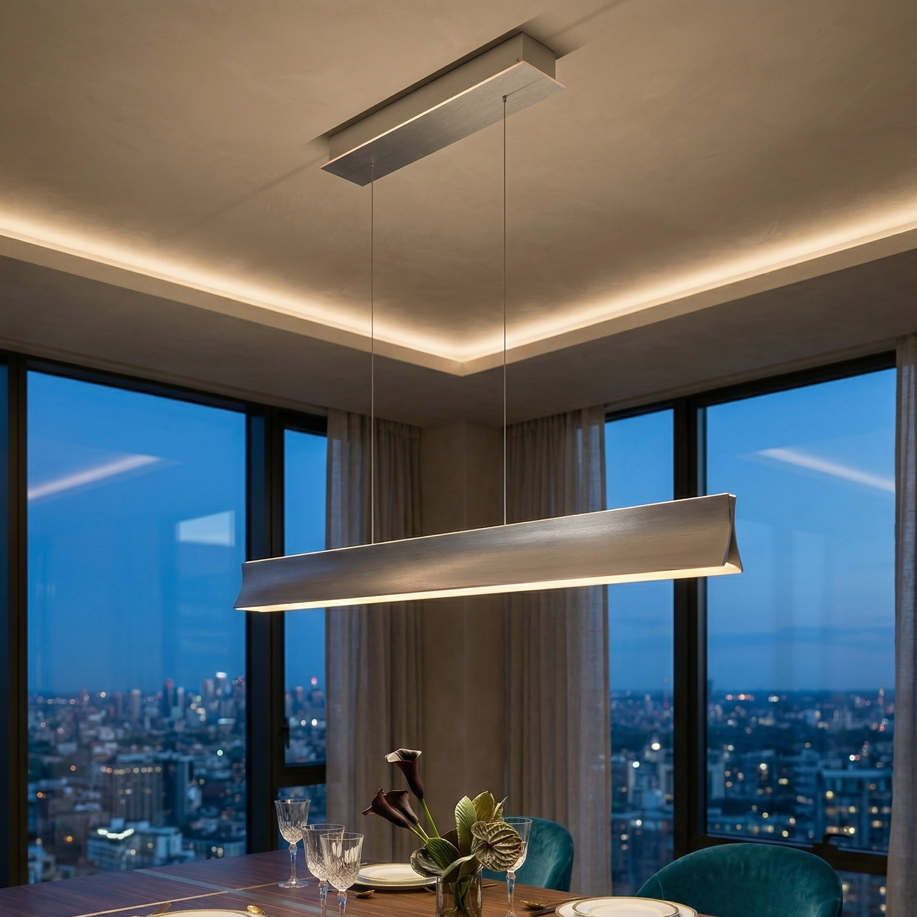 Lustra LED Suspendata Cimolto Silver CINQUE Premium Echivalent 400W
