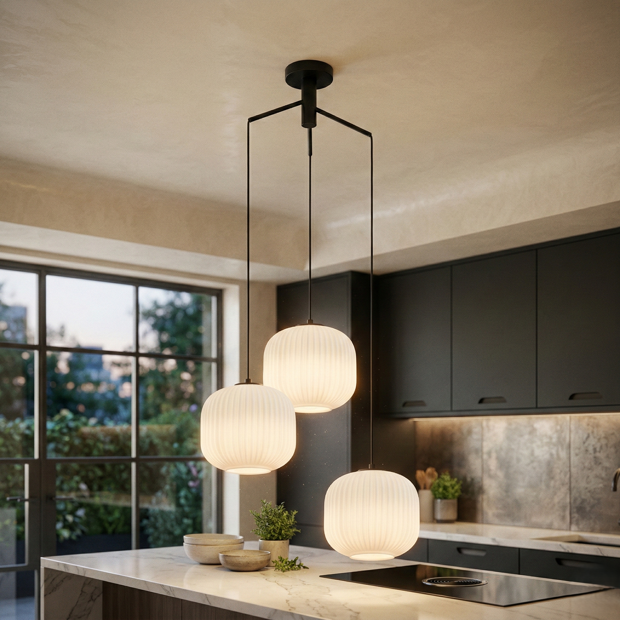 Lustra Suspendata INFESTO GLASS Vintage Suport Rotund 3xE27