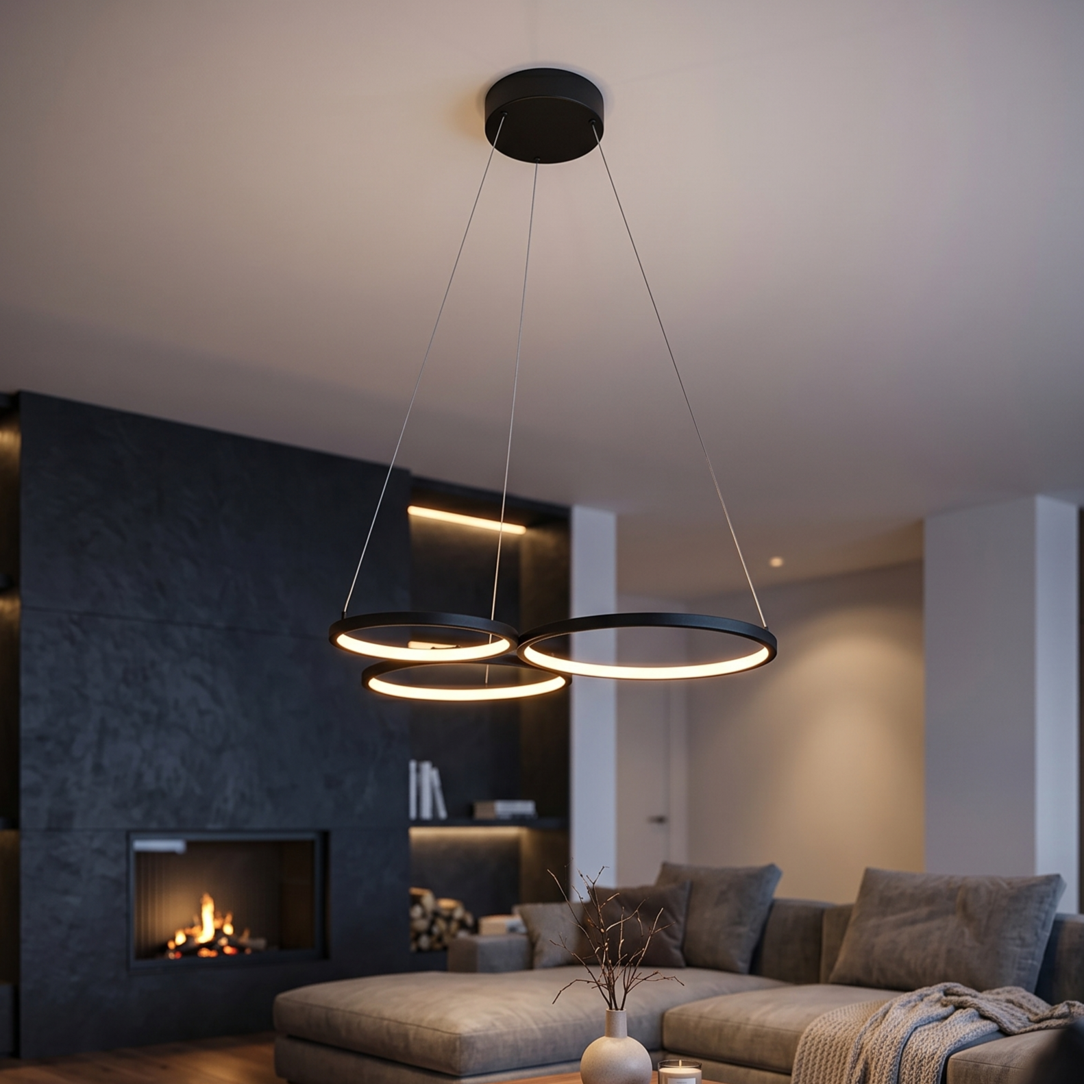 Lustra LED Suspendata Modern Black FLUXA Echivalent 300W