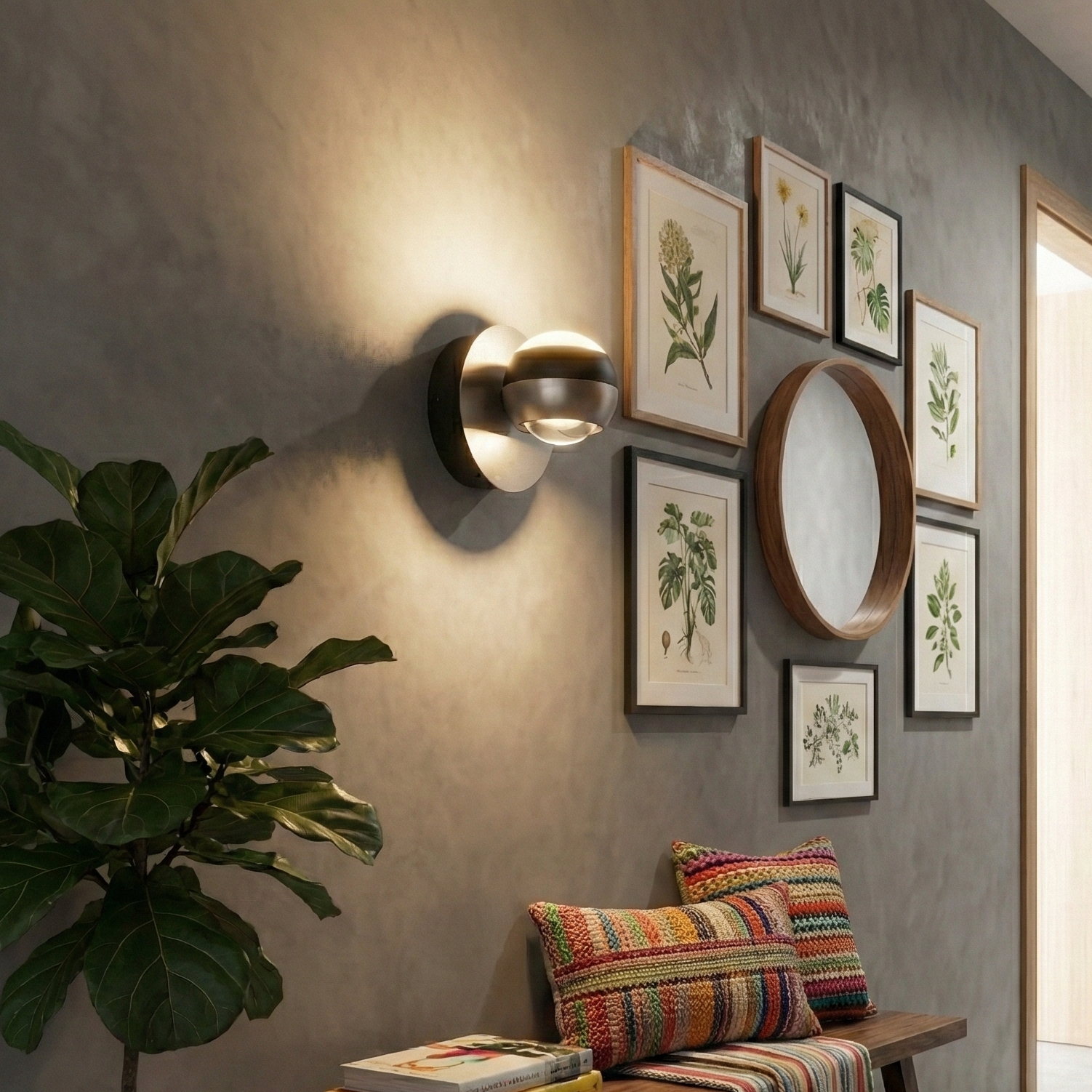 Aplica LED Orbit Silver Premium, Rotire 360°, 3 lumini din buton, Dimabila, 5 ani Garantie