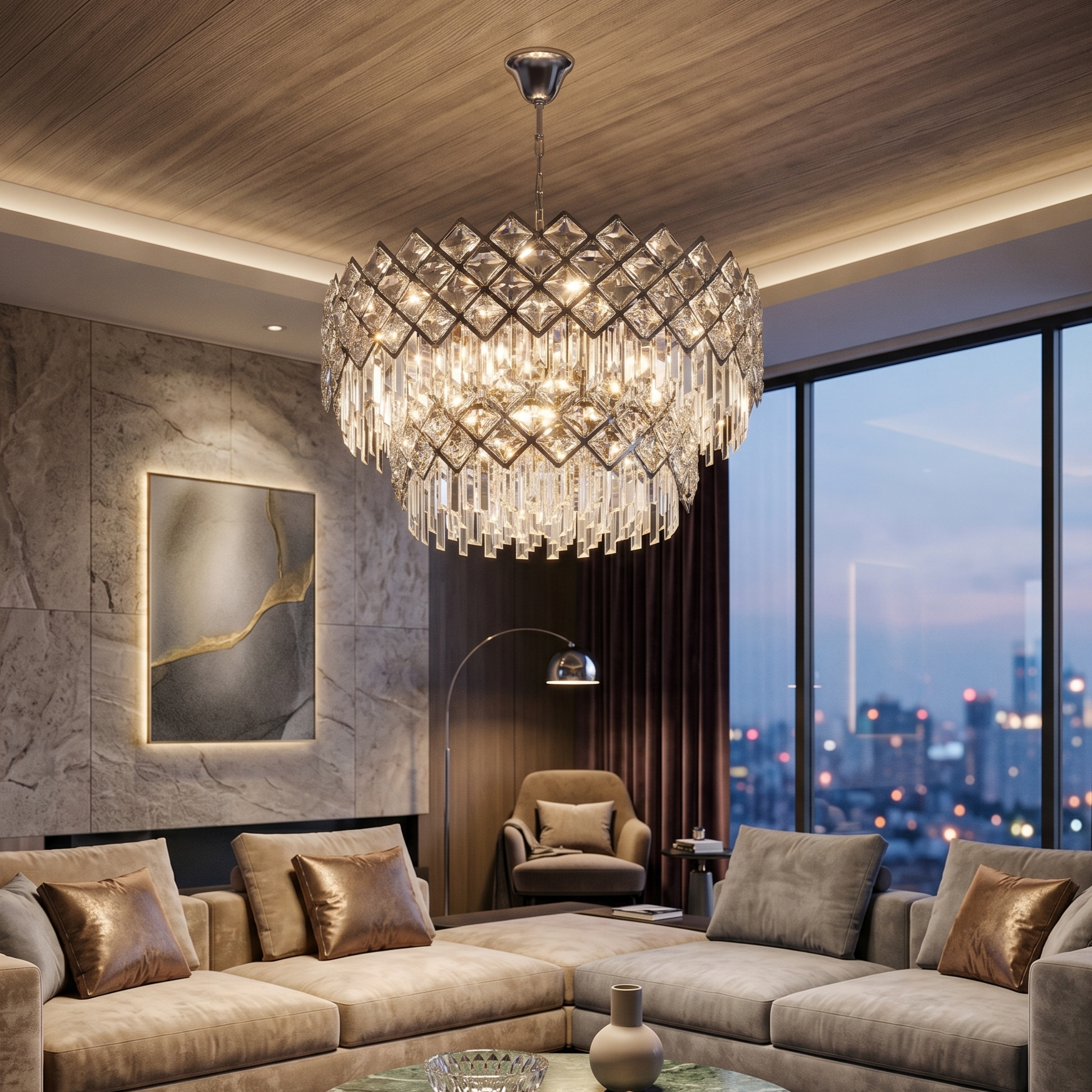 Candelabru Cristal Yanni Silver Deluxe Double Level