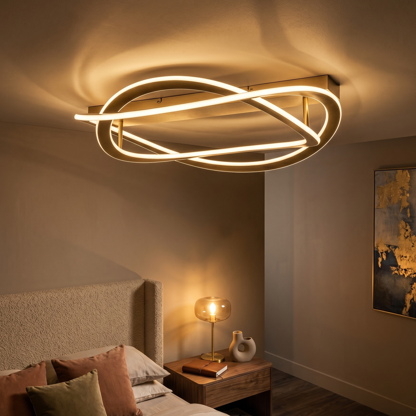 Lustra LED Aplicata LIGNIS Gold Echivalent 400W Premium