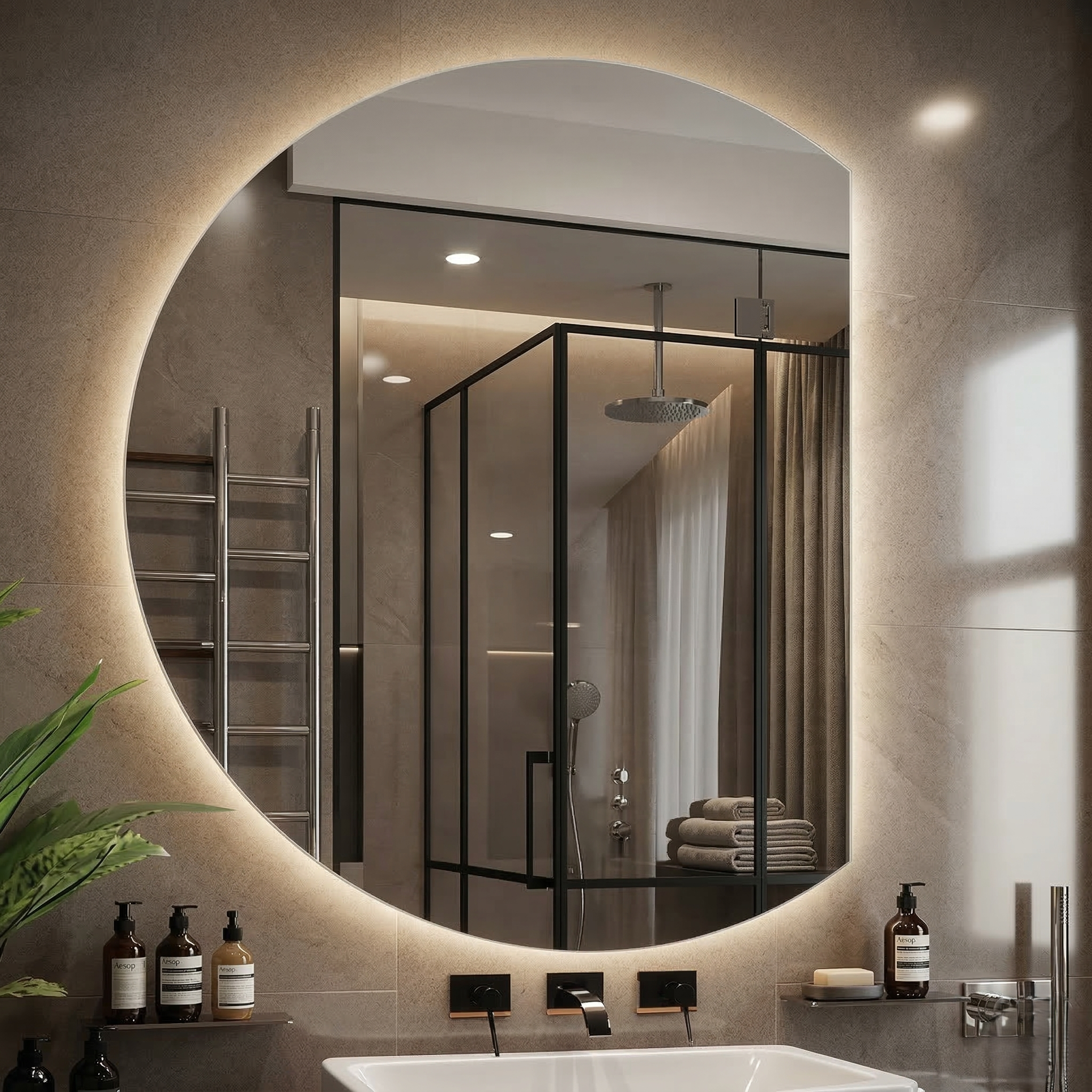 Oglinda LED FRAMELESS 100x84CM, Dezaburire, 3 Lumini si Touch