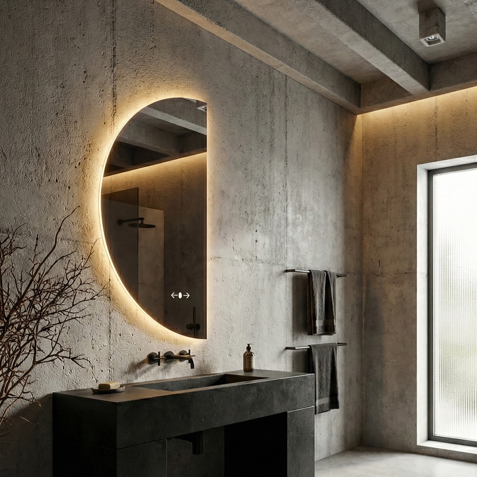 Oglinda LED MEZZALUNA - 80x150 cm 3 Lumini, Senzor, Dezaburire si Ceas