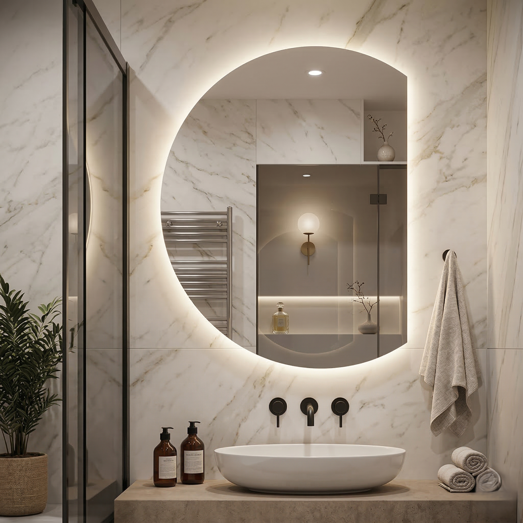 Oglinda LED FRAMELESS 80x70CM, Dezaburire, 3 Lumini si Touch