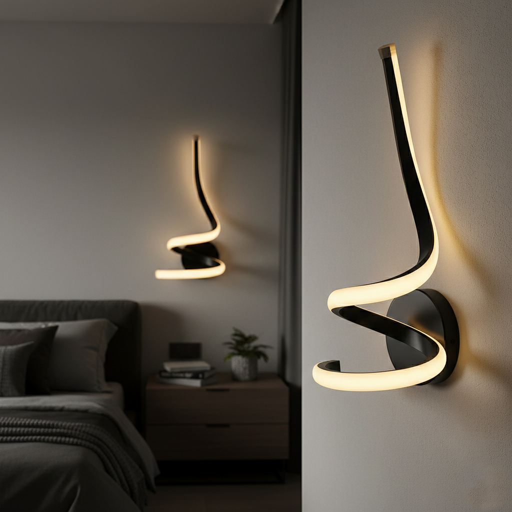 Aplica LED Perete Spiral Black Echivalent 100W