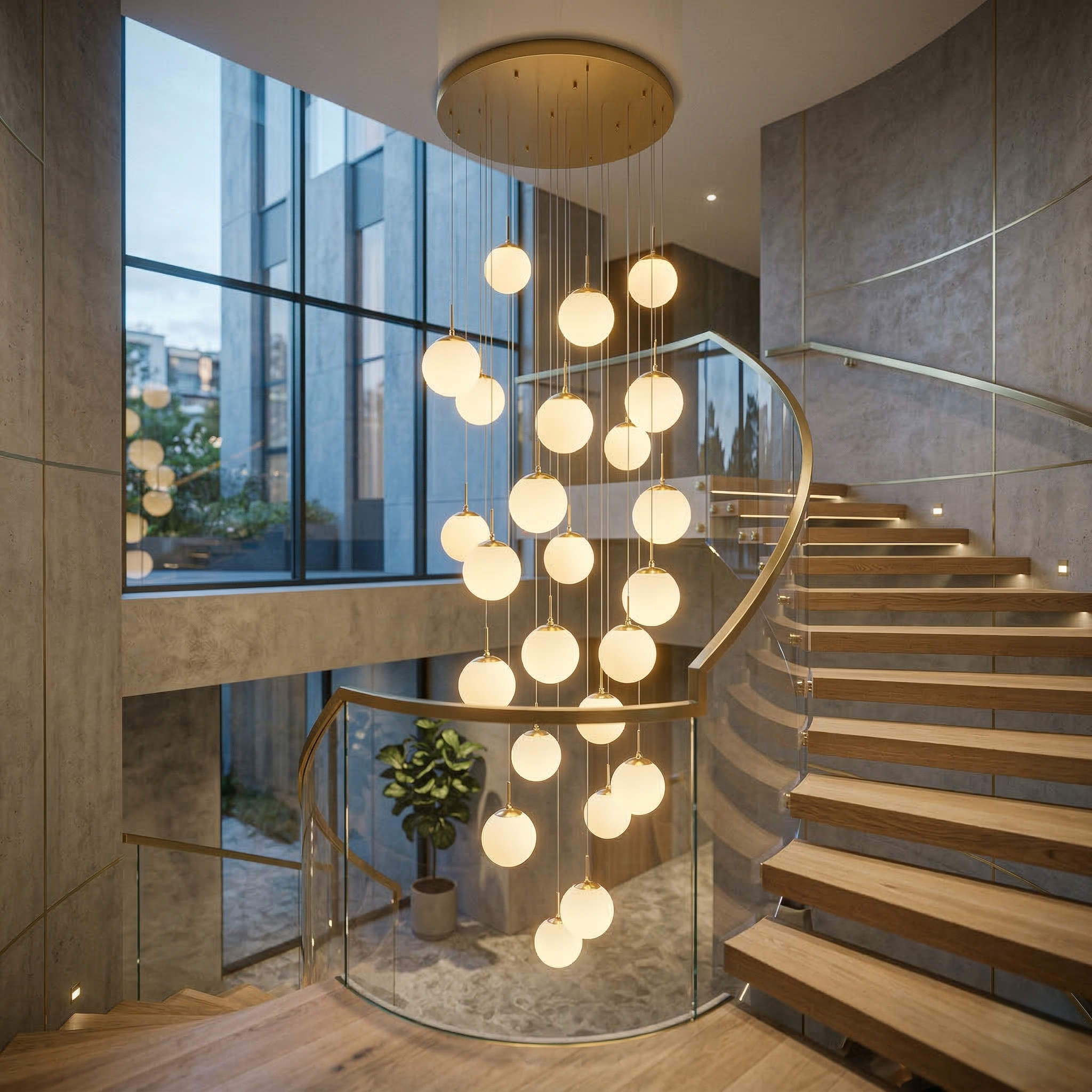 Lustra Abajur Mat GOLD Luxury STAIRCASE Gigant 25xE27
