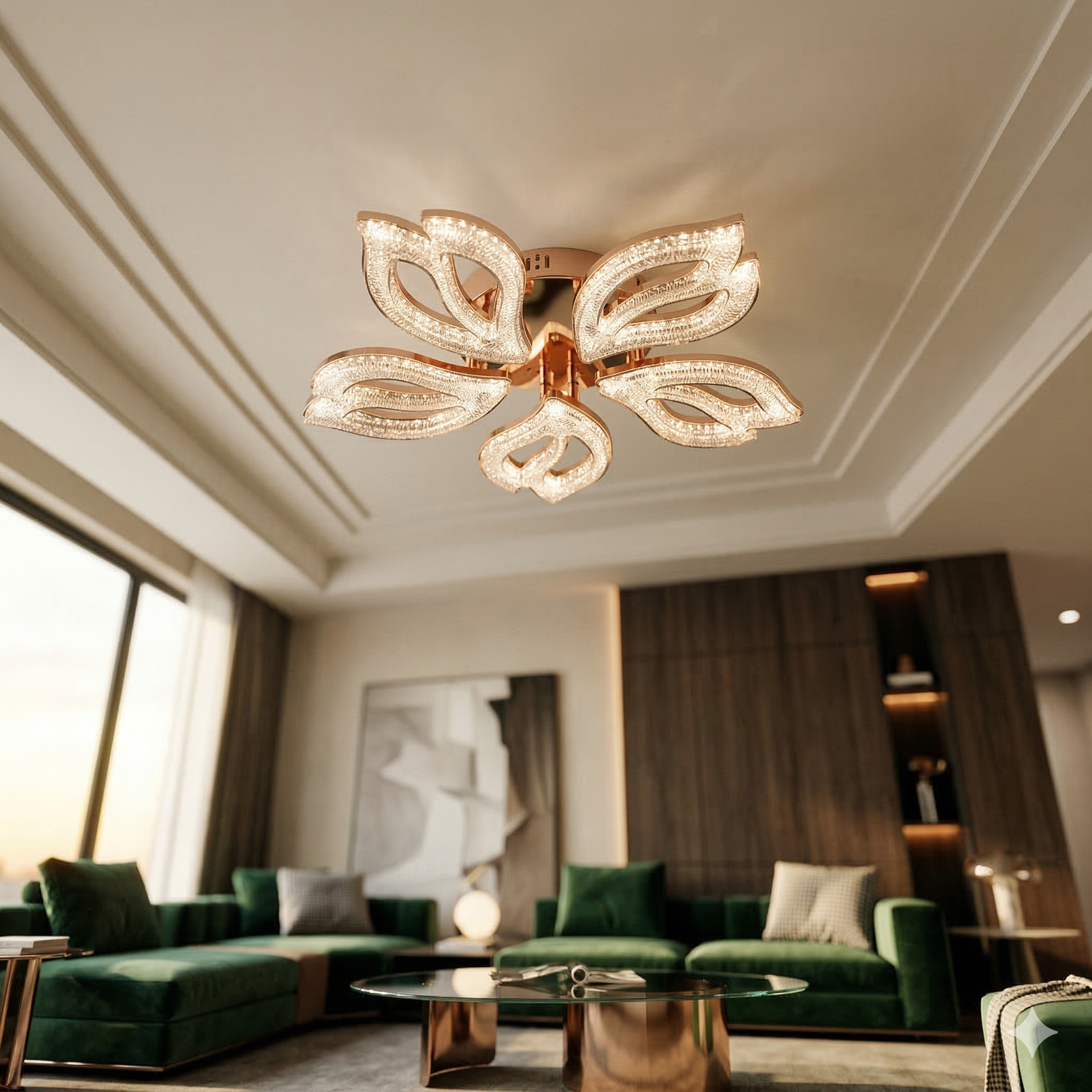 Lustra LED ANEMONE Sparkle Gold Echivalent 600W Telecomanda