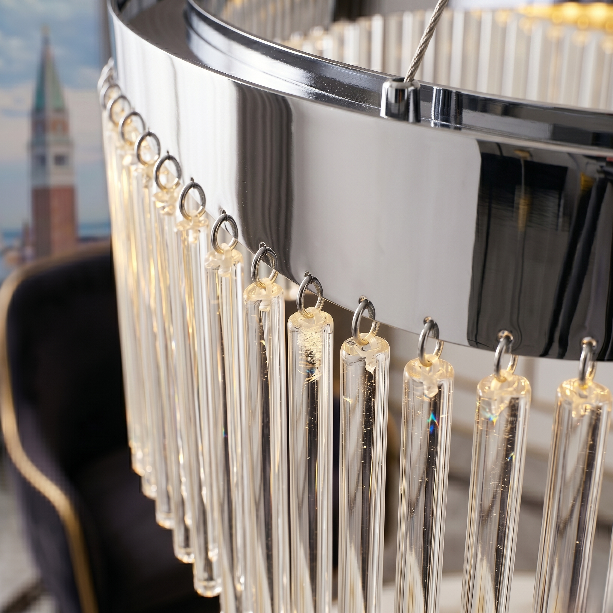 Lustra LED Suspendata Pulse Chrome 800x350mm Echivalent 800W