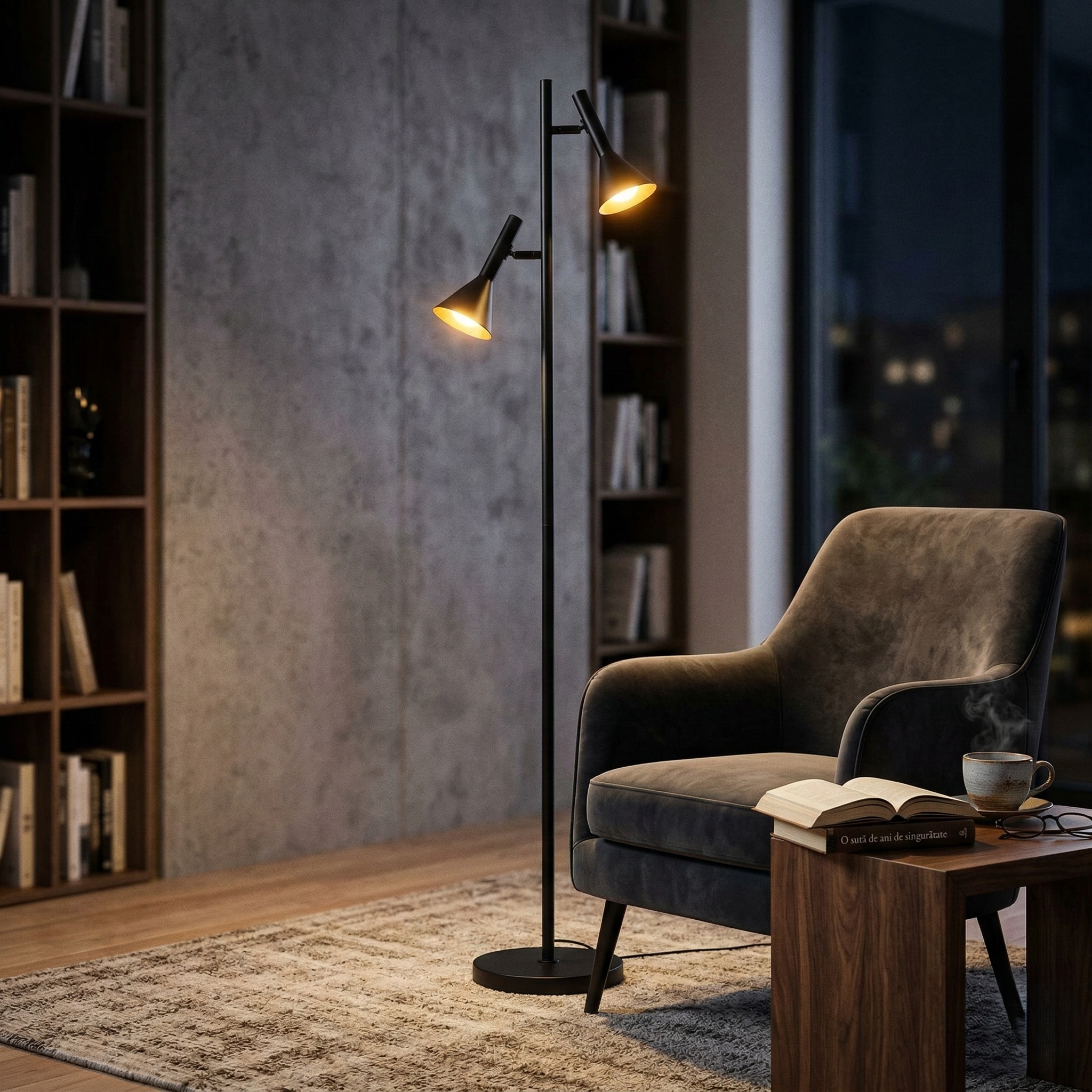 Lampadar Modern Black SKARN 140CM