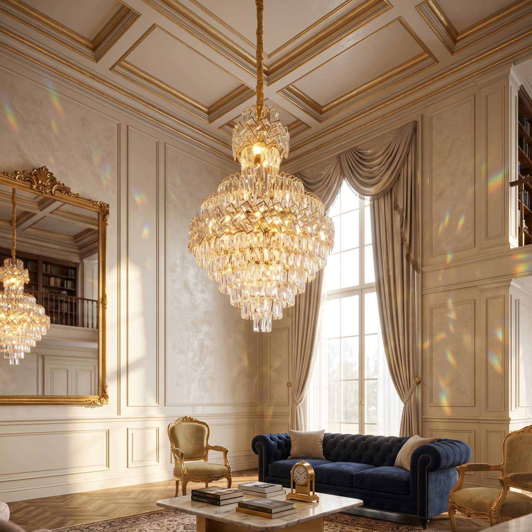 Candelabru Cristal Malli Gold Luxury Double Level 90x60CM