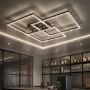 Lustra LED 3 Squares Cristal Black Echivalent 800W Telecomanda