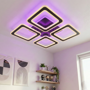 Lustra LED 4 SQUARE GRIDLINE RGB Neagra Echivalent 500W Telecomanda