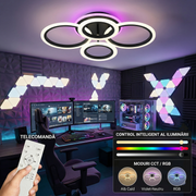 Lustra LED 4 Circle RGB BLACK Echivalent 500W Telecomanda