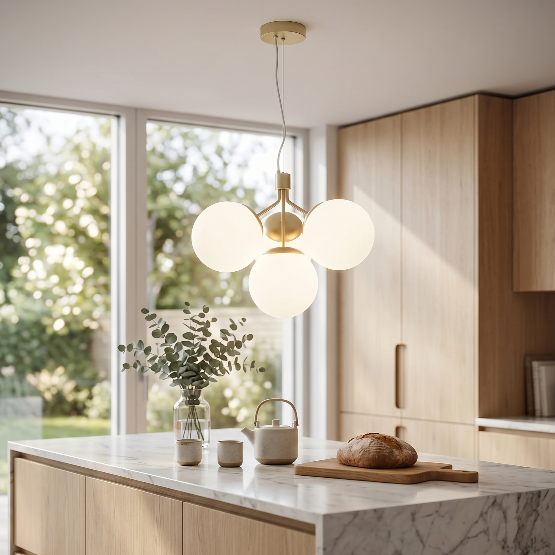 Pendul Nordic Abajur Mat 4xE27 Gold