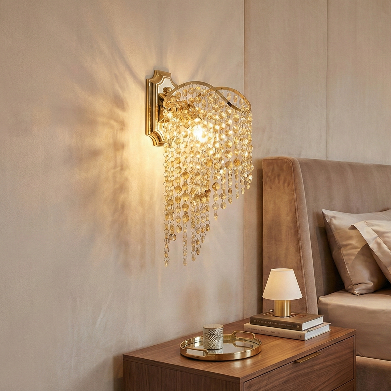 Aplica Cristal FREDA Gold Solo 1xE27