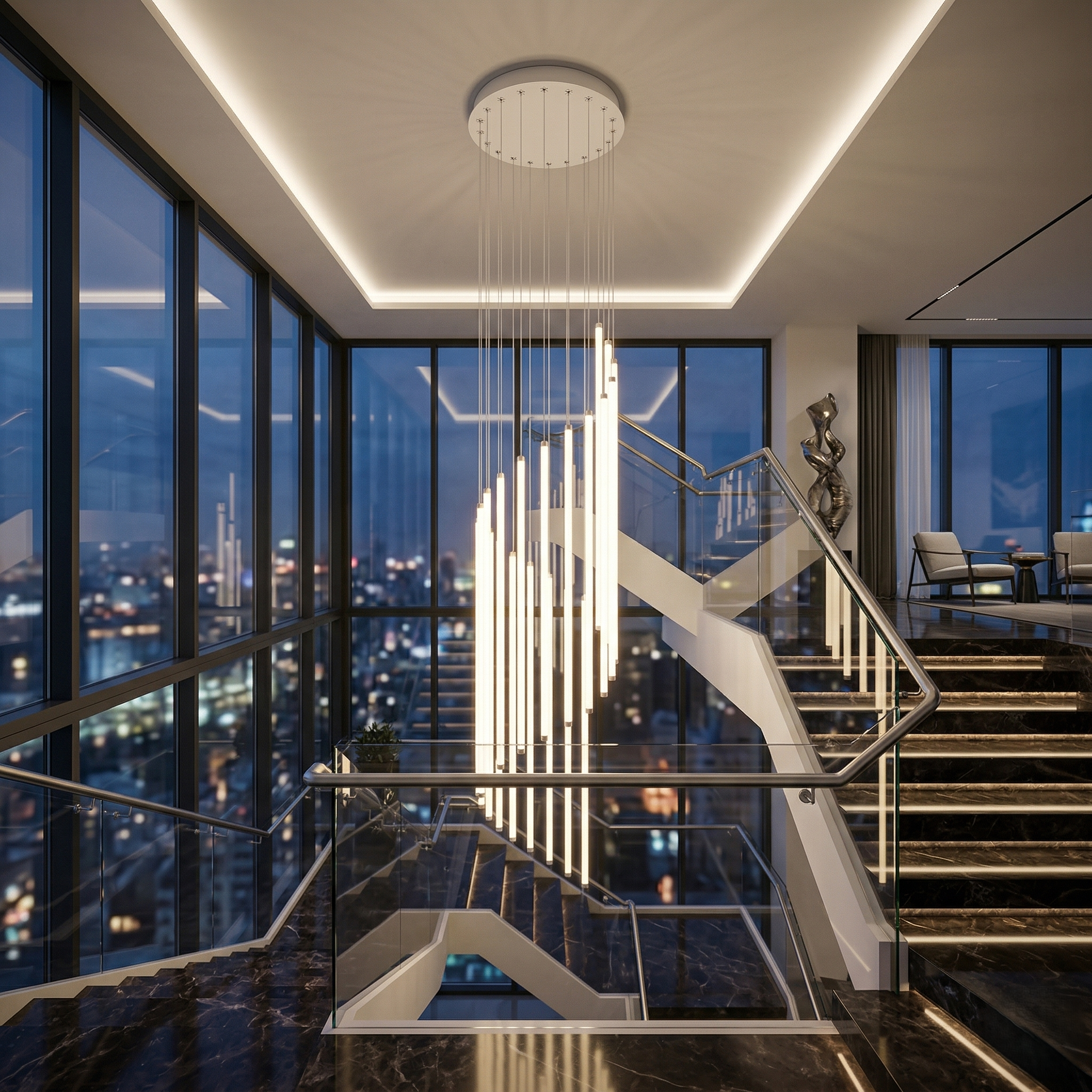 Lustra LED Suspendata BAXTER White Premium 300cm Telecomanda
