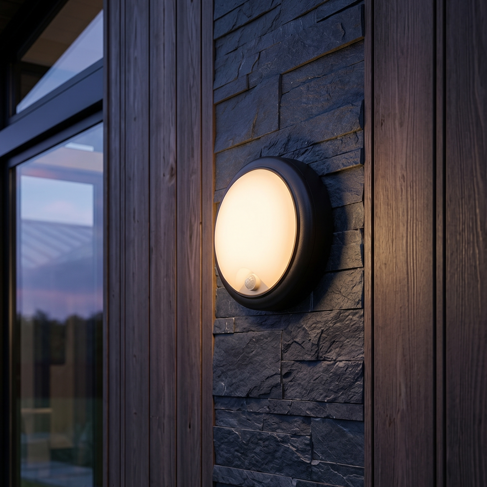 Aplica LED cu Senzor 15W 4000K 18cm IP54 Vintora Black Premium