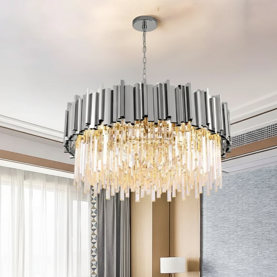 Candelabru Cristal GLORY SILVER 60CM Cu Lant