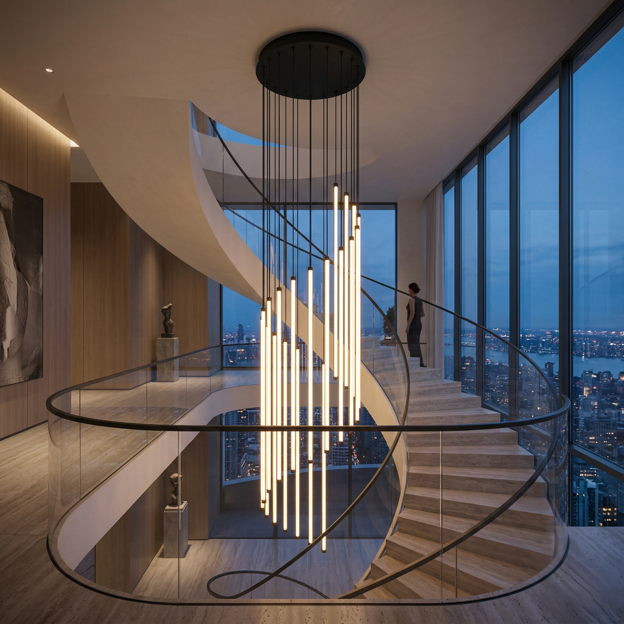 Lustra LED Suspendata BAXTER Black Premium 300cm Telecomanda