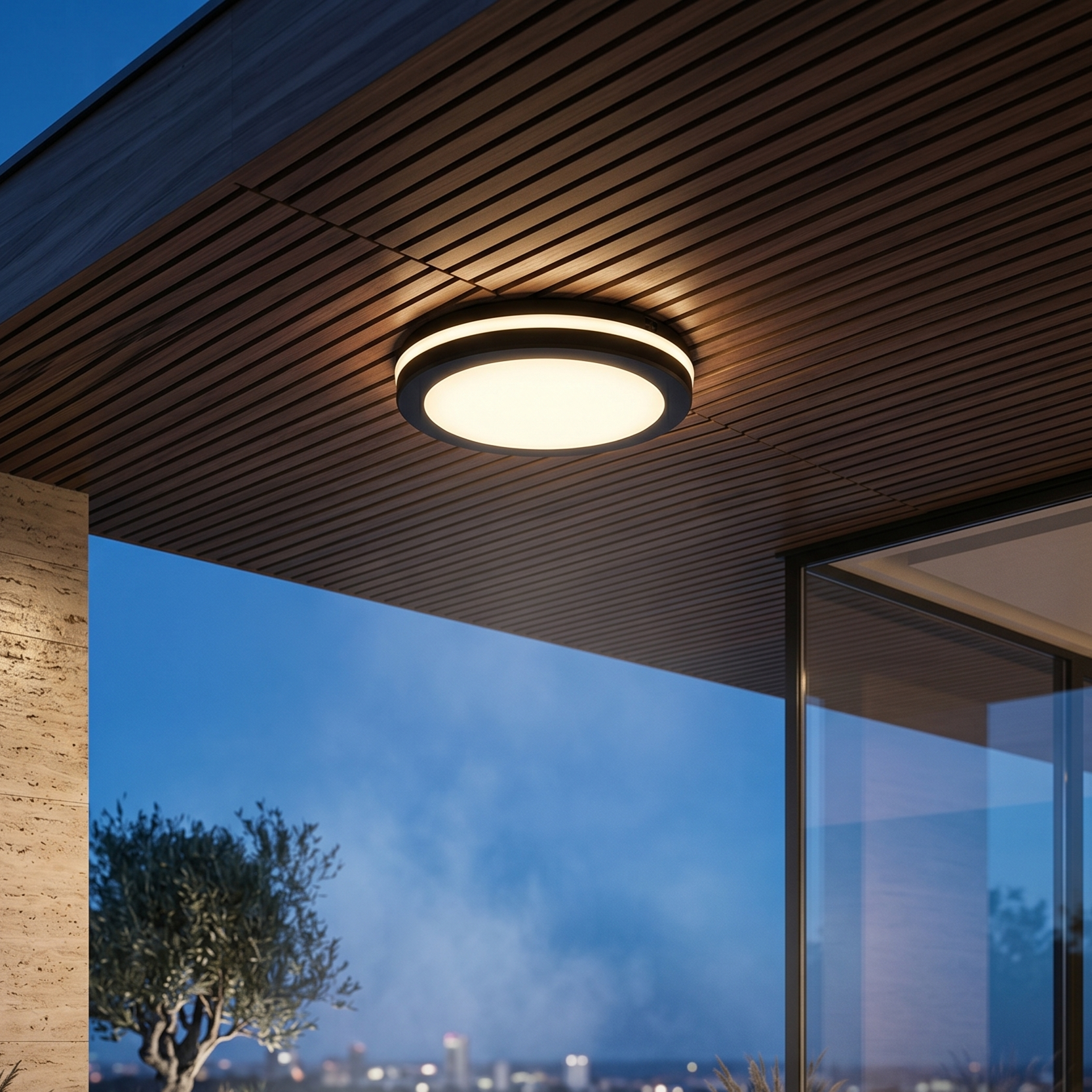 Plafoniera LED Exterior ELMOR Neagra 30cm 28W 2450lm CCT Premium