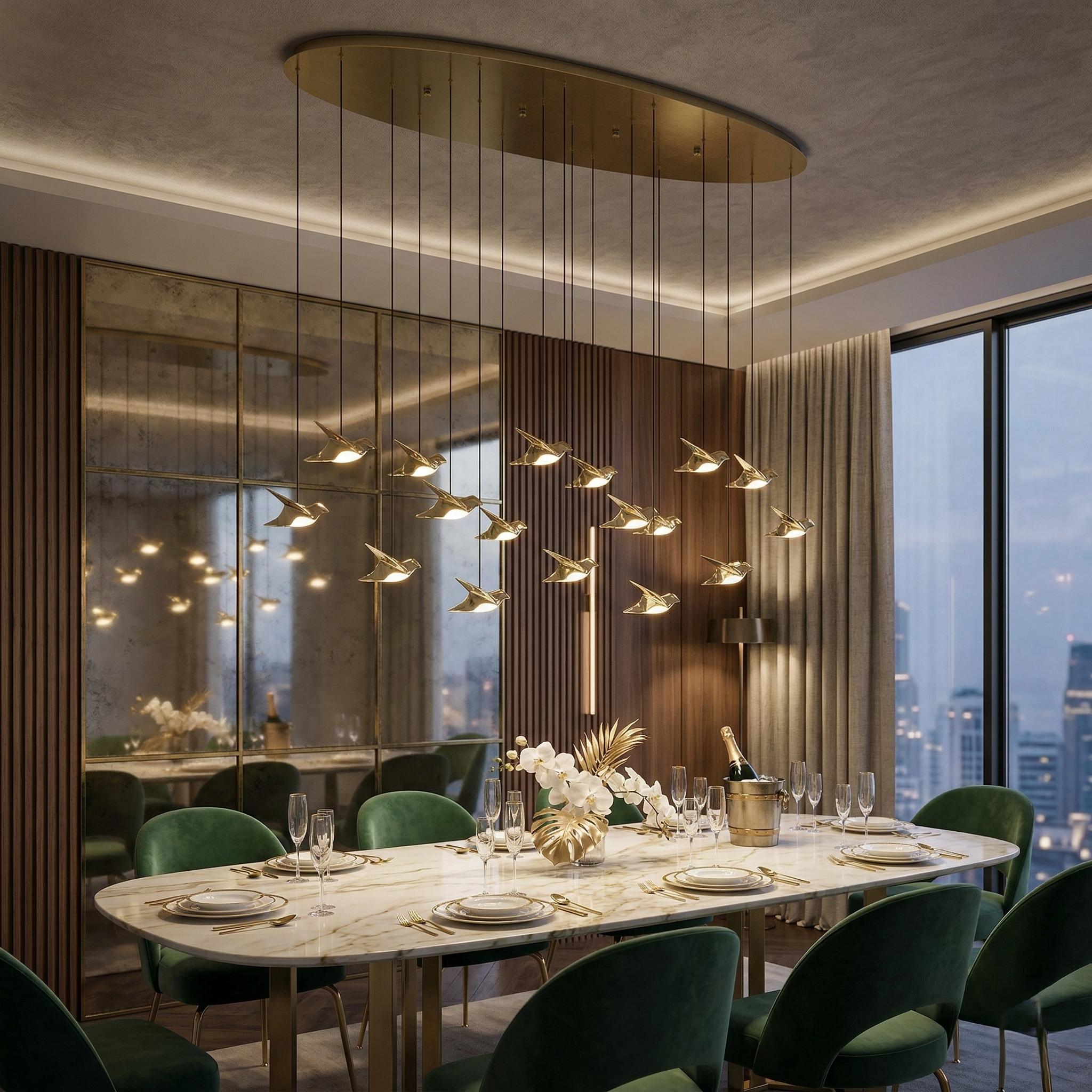 Lustra LED Liniara Suspendata Luxury PARATEBUENO GOLD Echivalent 600W