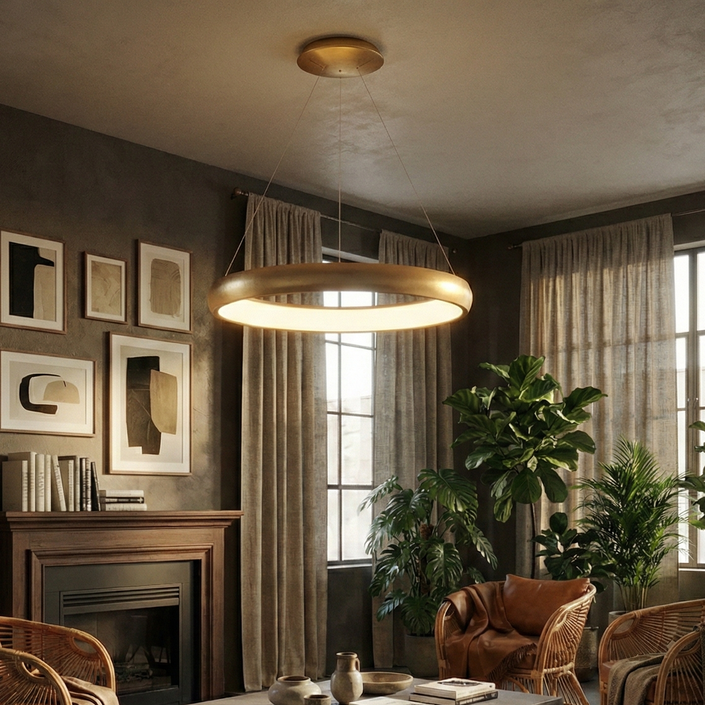 Lustra LED Suspendata BELLA Gold, 3 Lumini din buton Echivalent 500W