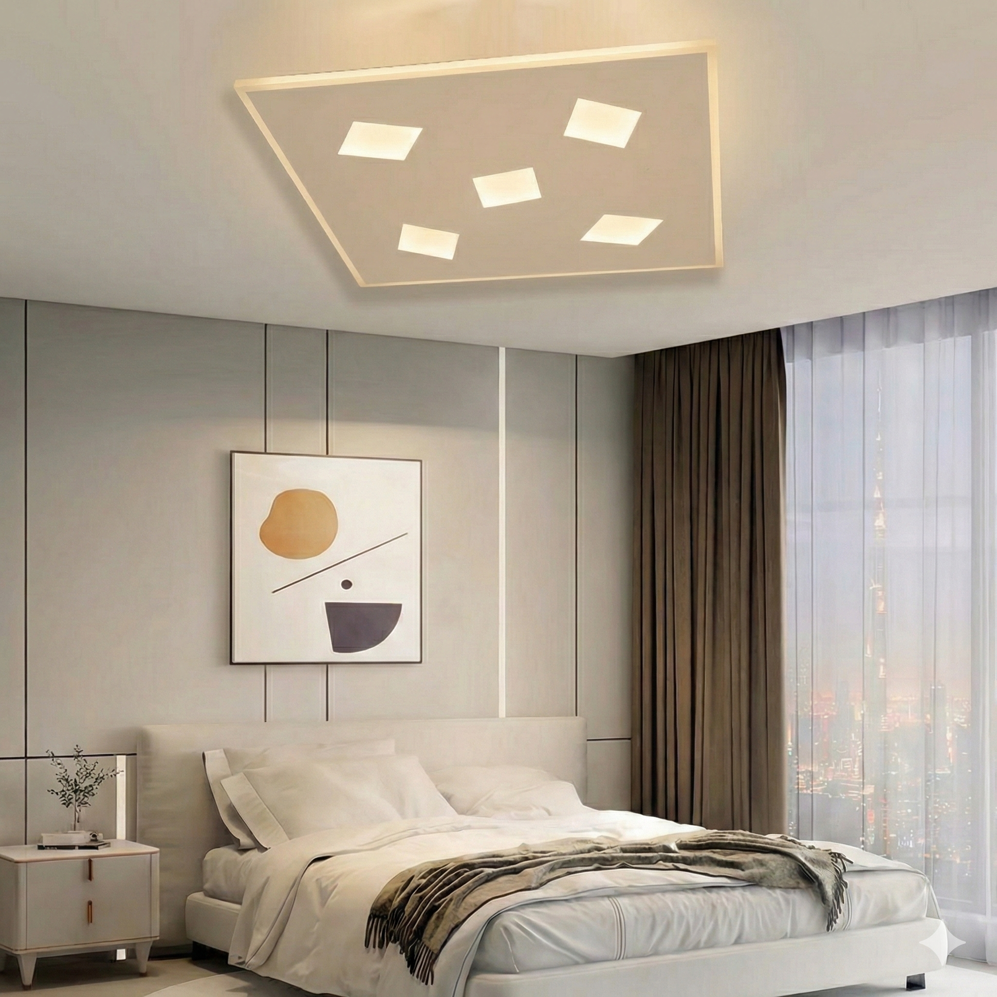 Lustra LED Square CCT 50cm, Echivalent 400W Telecomanda