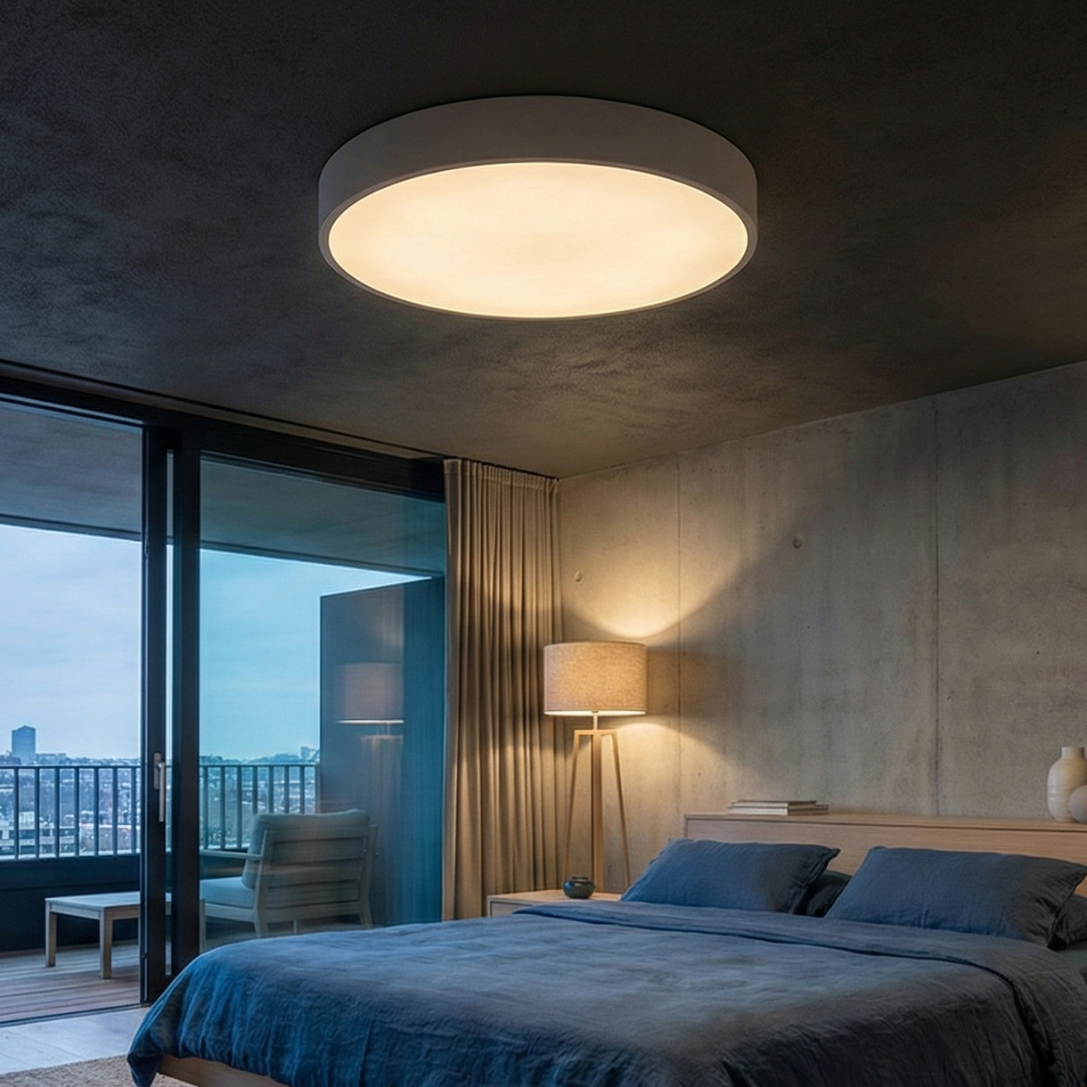 Plafoniera LED Alba 36W BLADE Rotunda Echivalent 400W Dimabila 3 Lumini din Buton