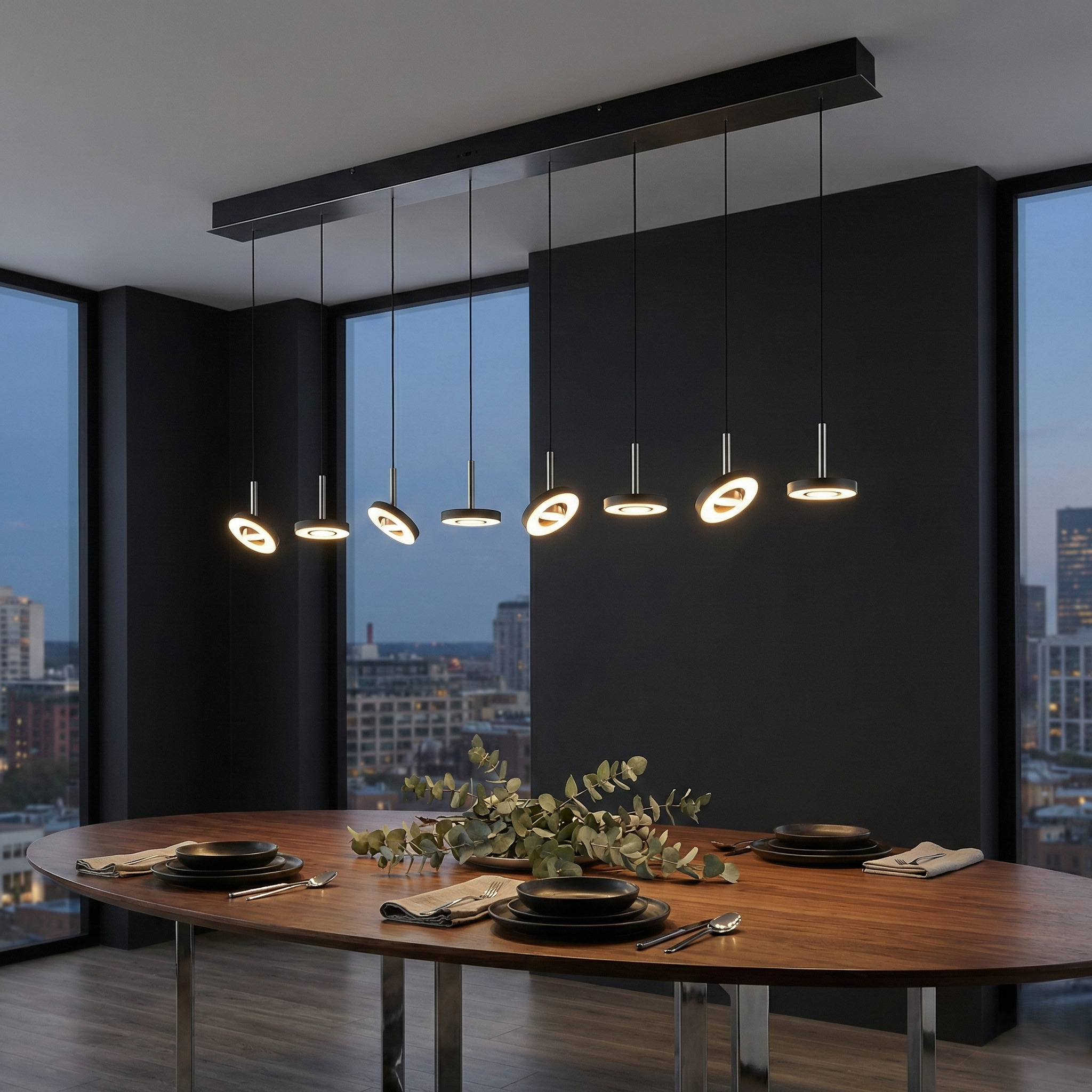 Lustra LED PREMIUM Suspendata Liniara SILVER MAXI GUANO Echivalent 700W