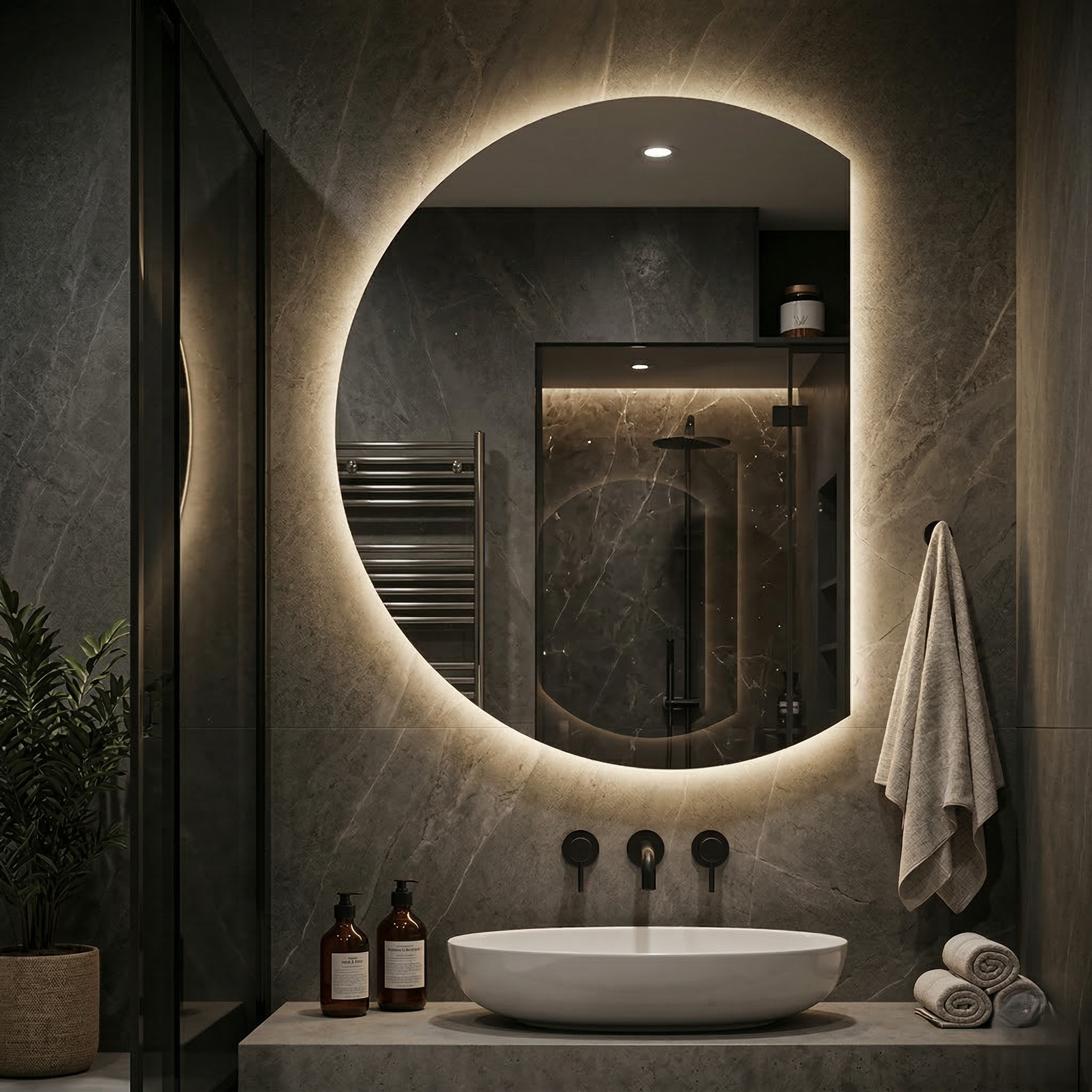 Oglinda LED FRAMELESS 80x70CM, Dezaburire, 3 Lumini si Touch