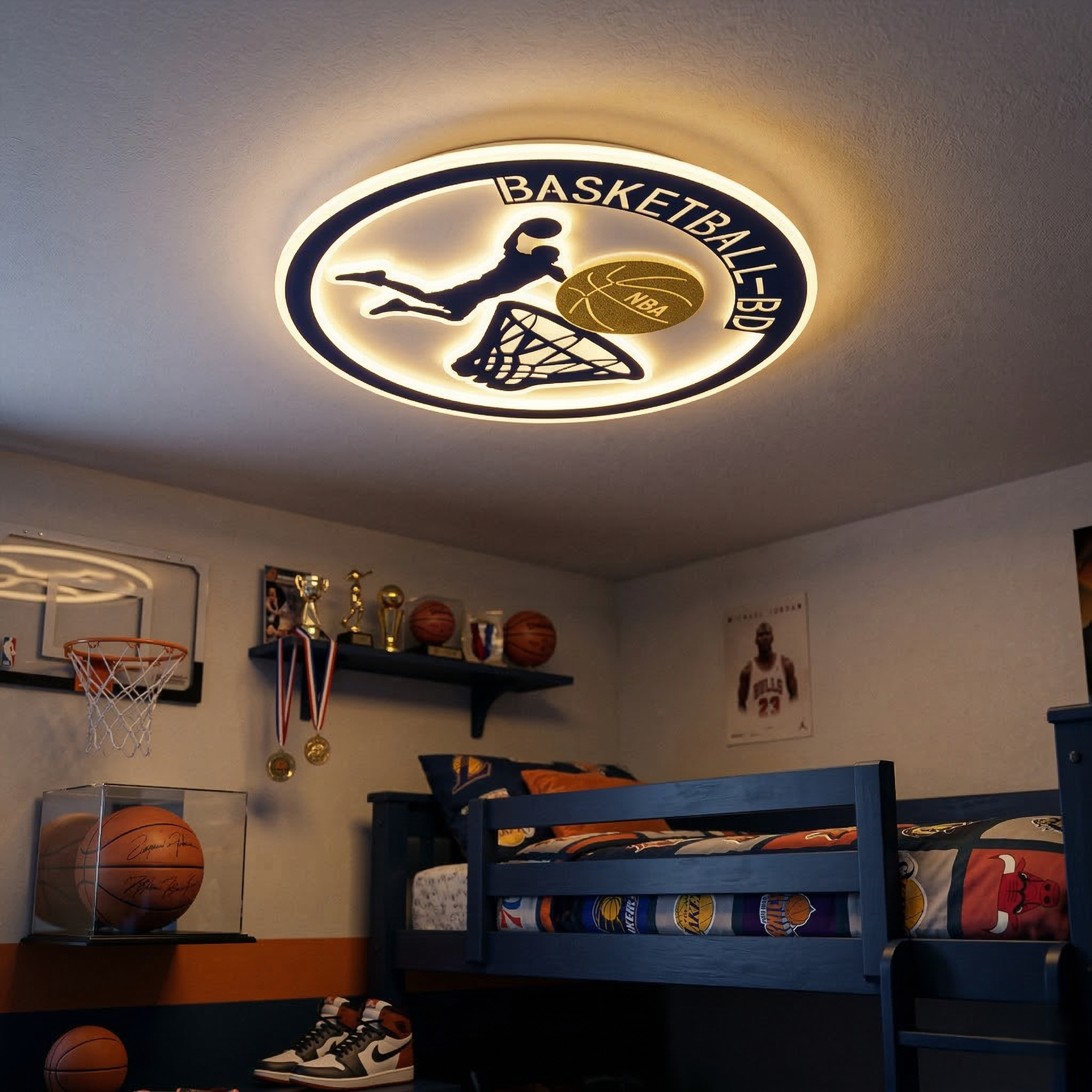 Lustra LED 142W Blue Basketball Telecomanda Echivalent 800W