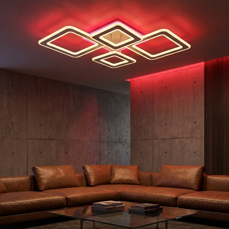 Lustra LED 4 Diamond GRIDLINE RGB Alb Echivalent 800W Telecomanda