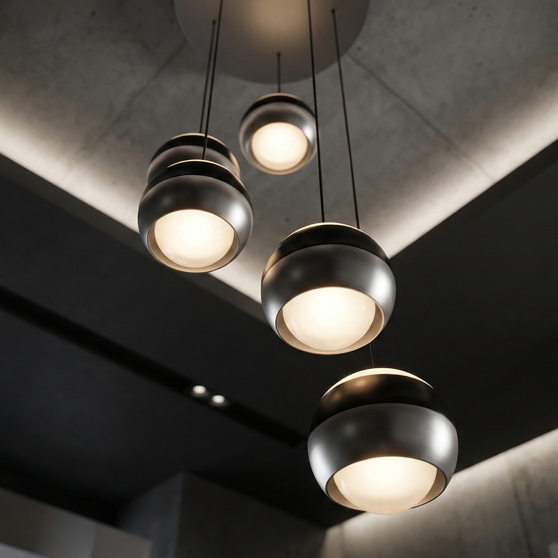 Lustra LED PREMIUM Suspendata SILVER ORBIT Echivalent 500W