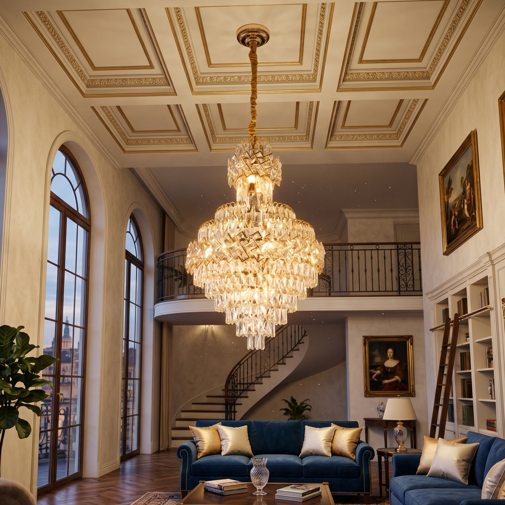 Candelabru Cristal Malli Gold Luxury Double Level 90x60CM